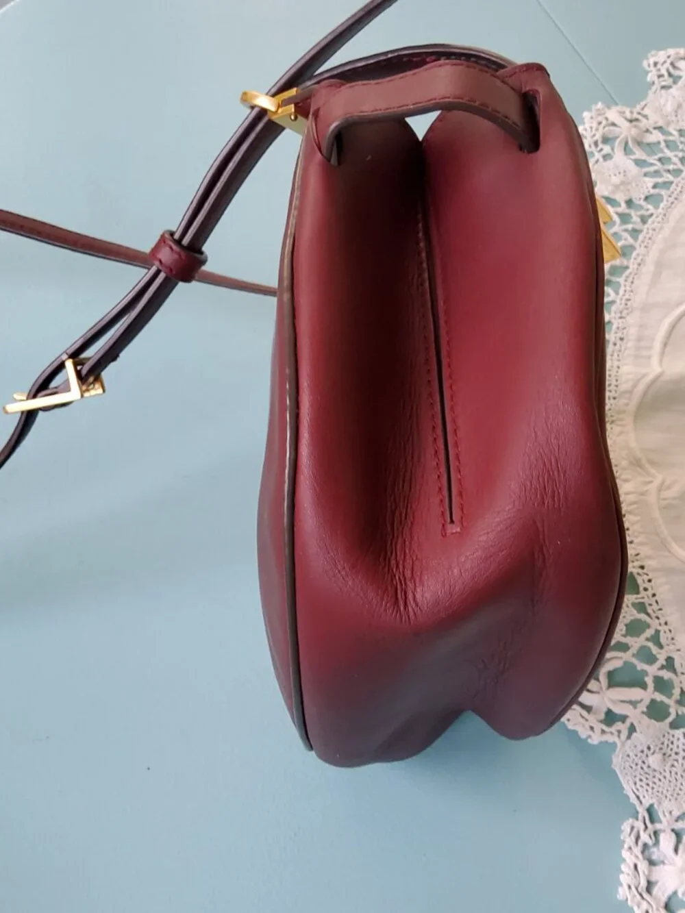 Tory Burch Lee Radziwill Petite Saddlebag in Burgundy